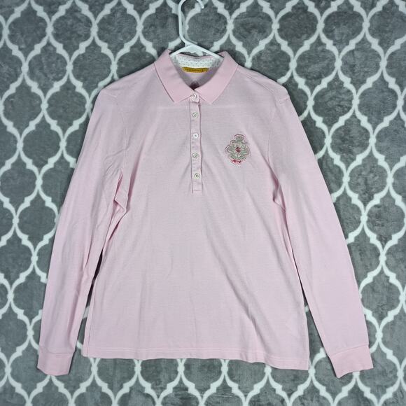 Louis Castel Golf Polo Shirt Long Sleeve Pink Large - Picture 1 of 10